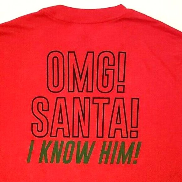 Men's Elf Movie "OMG! OMG! Santa! I Know Him!" Red T-shirt. Sz. Large. NWOT - Picture 4 of 4